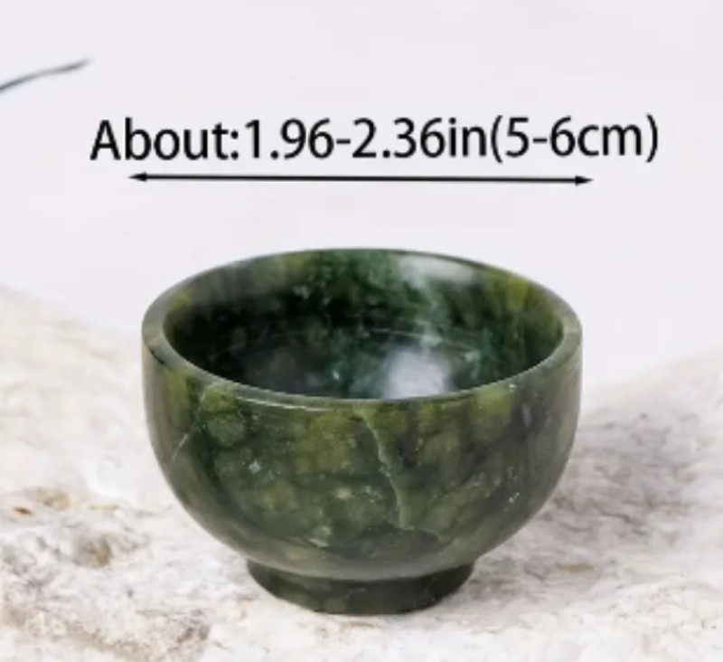 ถ้วยเล็ก แกะหินสีเขียว 5ซม
