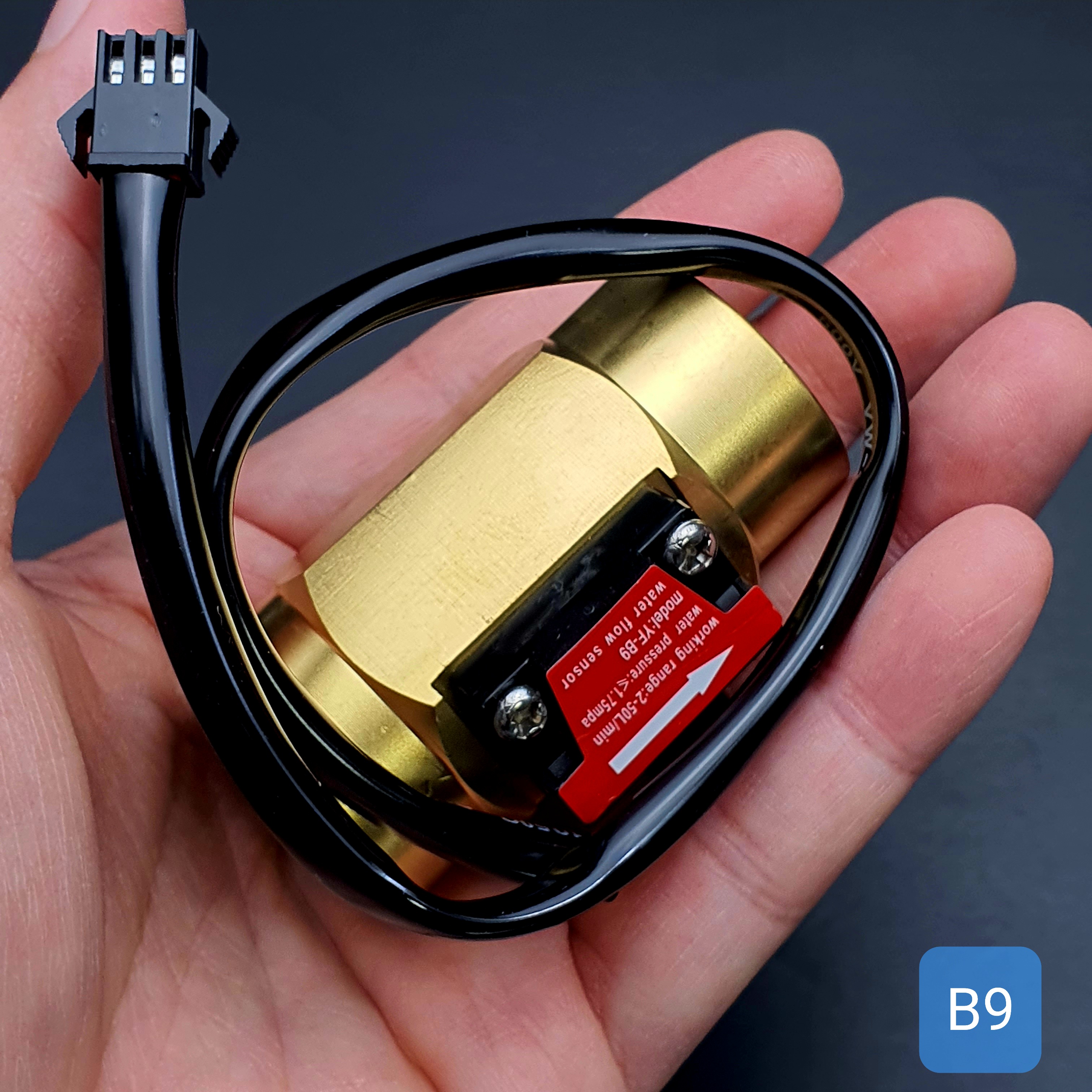 B9 เซ็นเซอร์วัดอัตราการไหลของน้ำ ทองแหลือง 3/4นิ้ว 6หุน Water Flow sensor 2-50L/min Size 58 mm