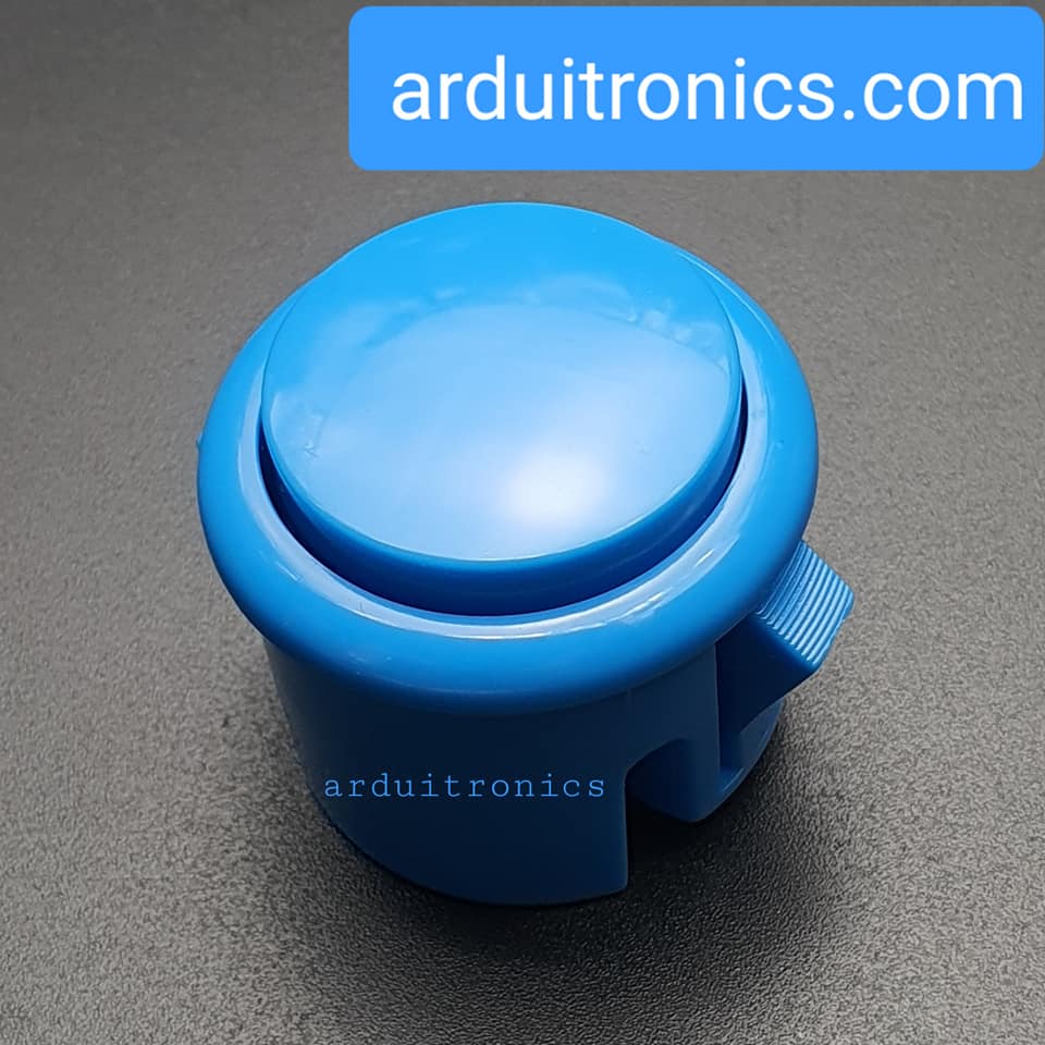 Arcade Button Blue (สีฟ้า แบบฐานสูง) ปุ่มกดตู้เกม สวิตช์ปุ่มกดติดปล่อยดับ สีฟ้า