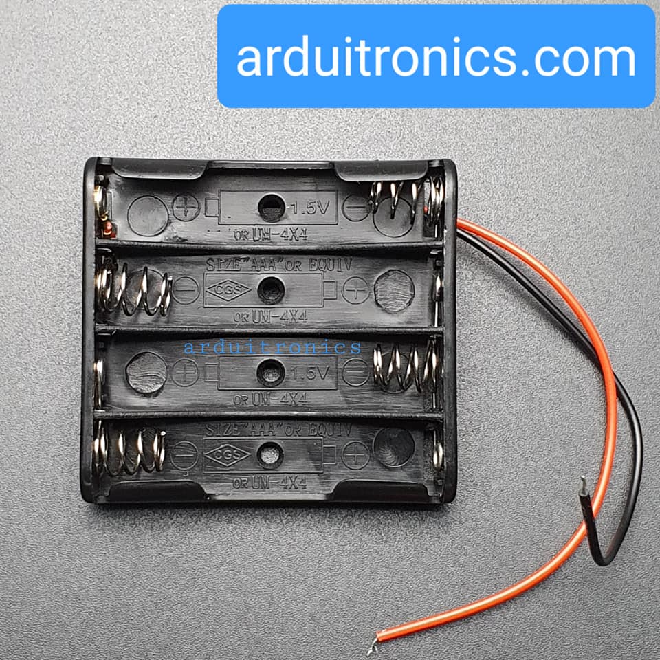 Battery Box รางถ่าน 4 ก้อน AAA ไม่มีฝา 1 ด้าน 6V
