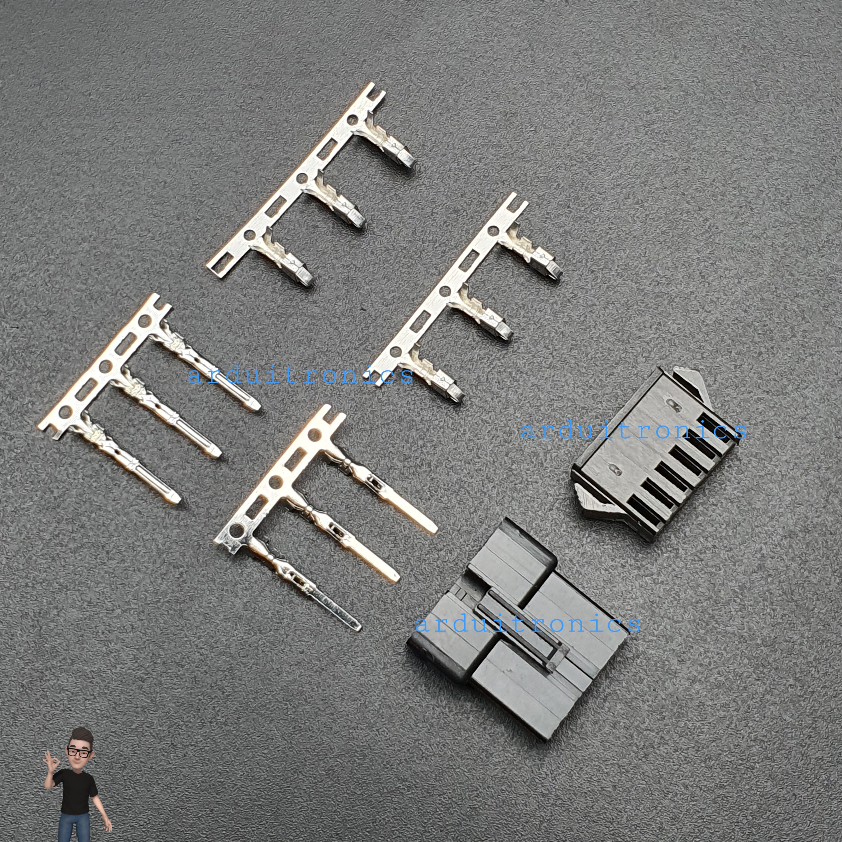 2.54mm 6 Pin Black Plastic Male Female JST-SM Housing Crimp Terminal Connector