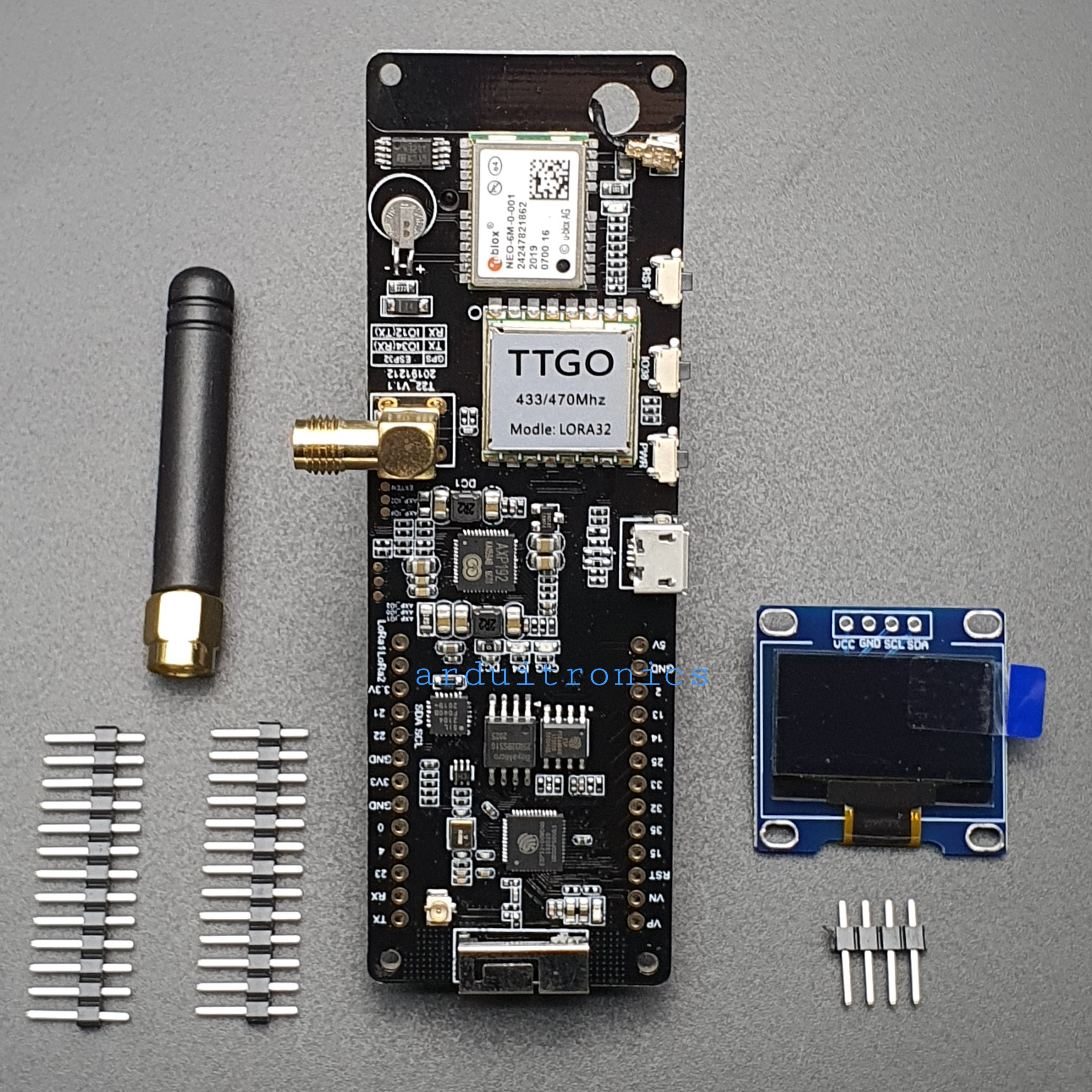 LYGO TTGO T-Beam V1.1 ESP32 Lora32 (433MHz) GPS (NEO-6M SMA) Bluetooth OLED พร้อมรางถ่าน 18650