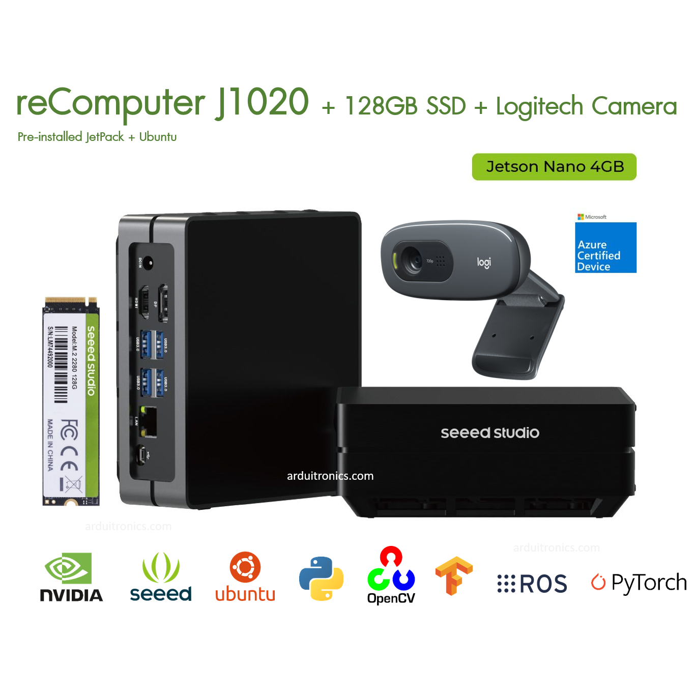 [ชุด Kit 01] reComputer J1020 with 128GB SSD and Logitech Camera - Seeed Nvidia