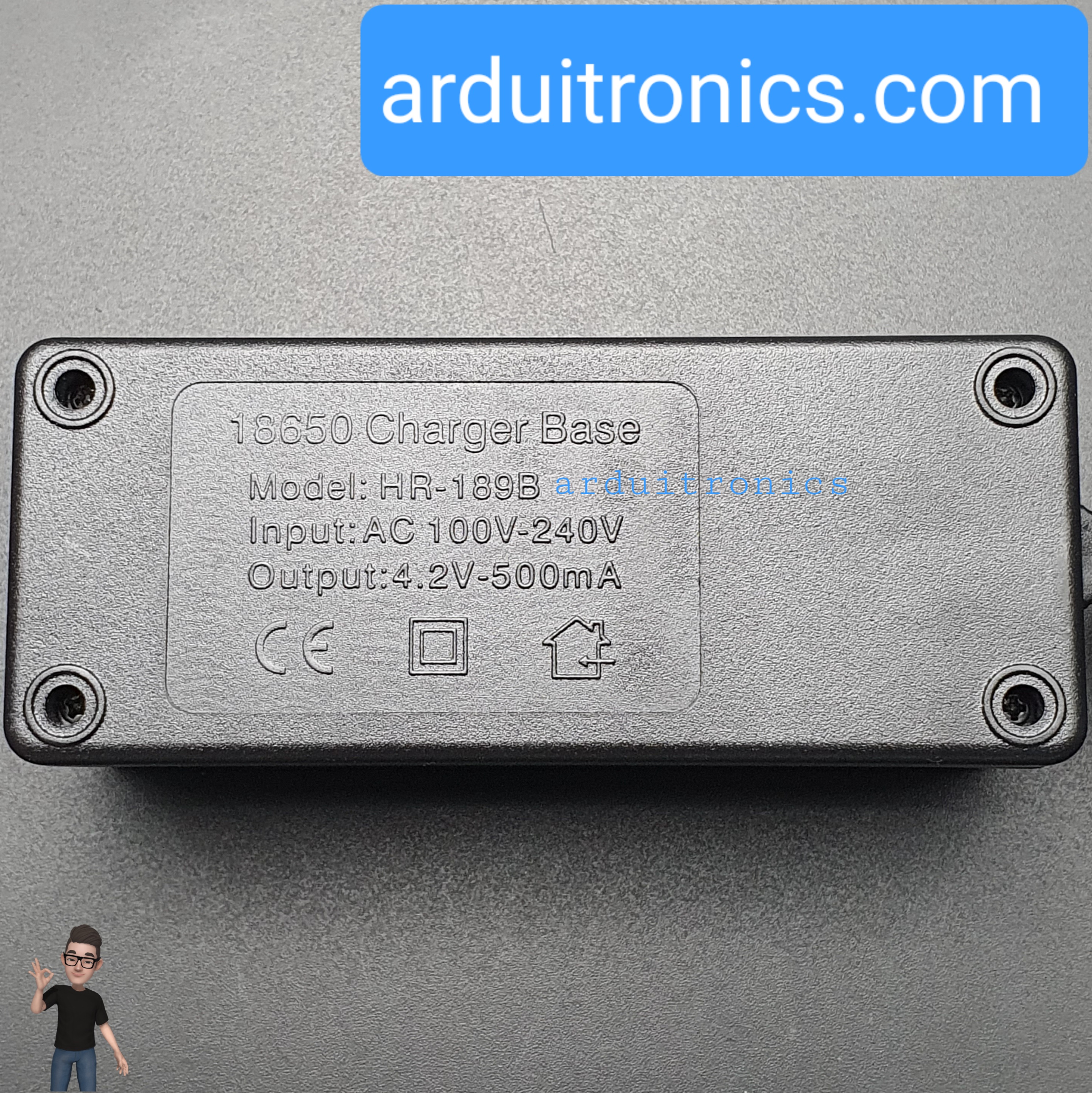 18650 Charger Base ที่ชาร์จถ่าน 18650 Li-ion แบบ 1 ช่อง มีไฟ LED (HR-189B)