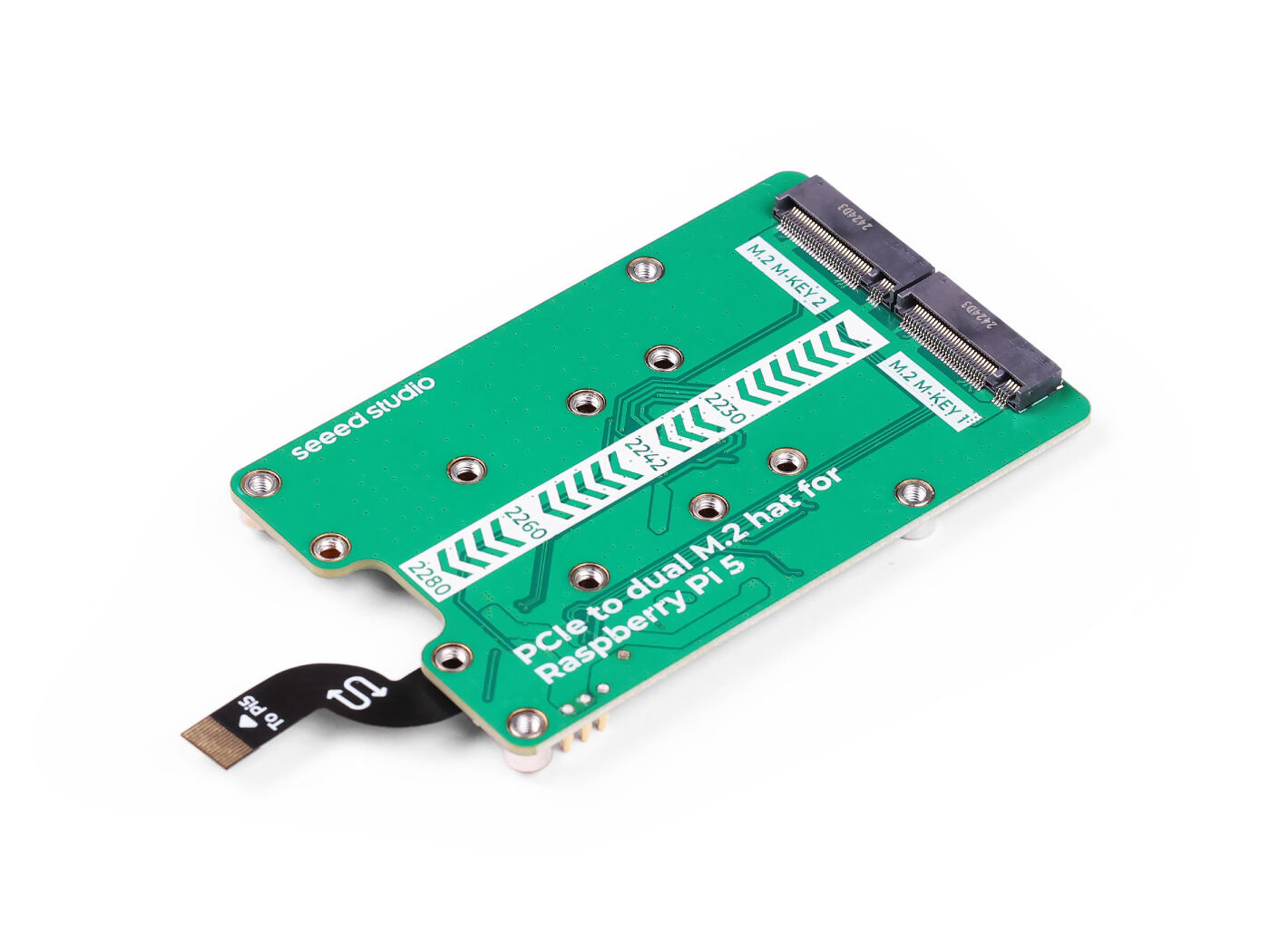 PCIe2.0 to dual M.2 hat for Raspberry Pi 5, Support NVMe SSD, Support Hailo8/8L (แท้จาก SeeedStudio)