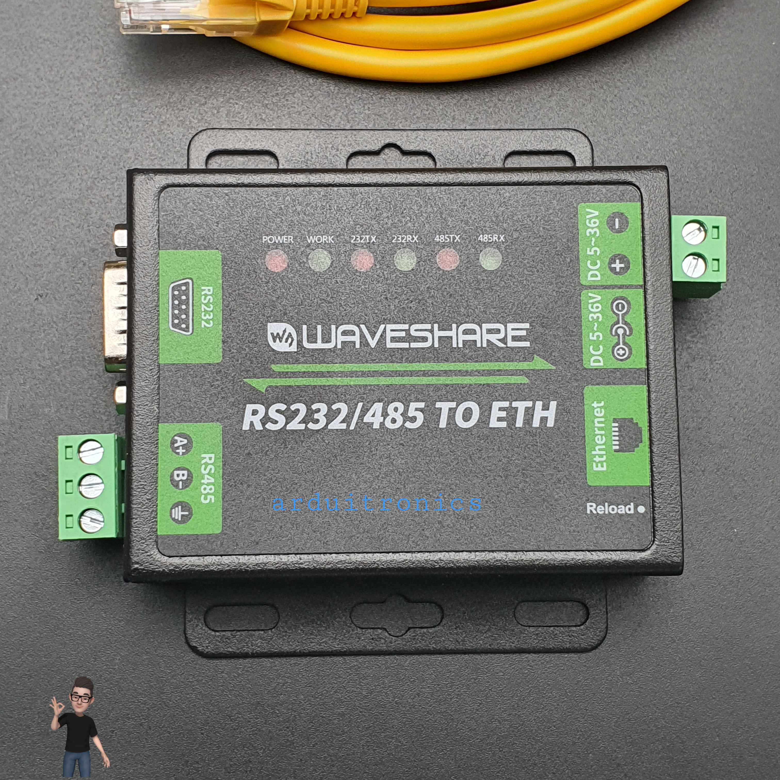 Industrial RS232/RS485 to Ethernet Converter (ของแท้จาก Waveshare)