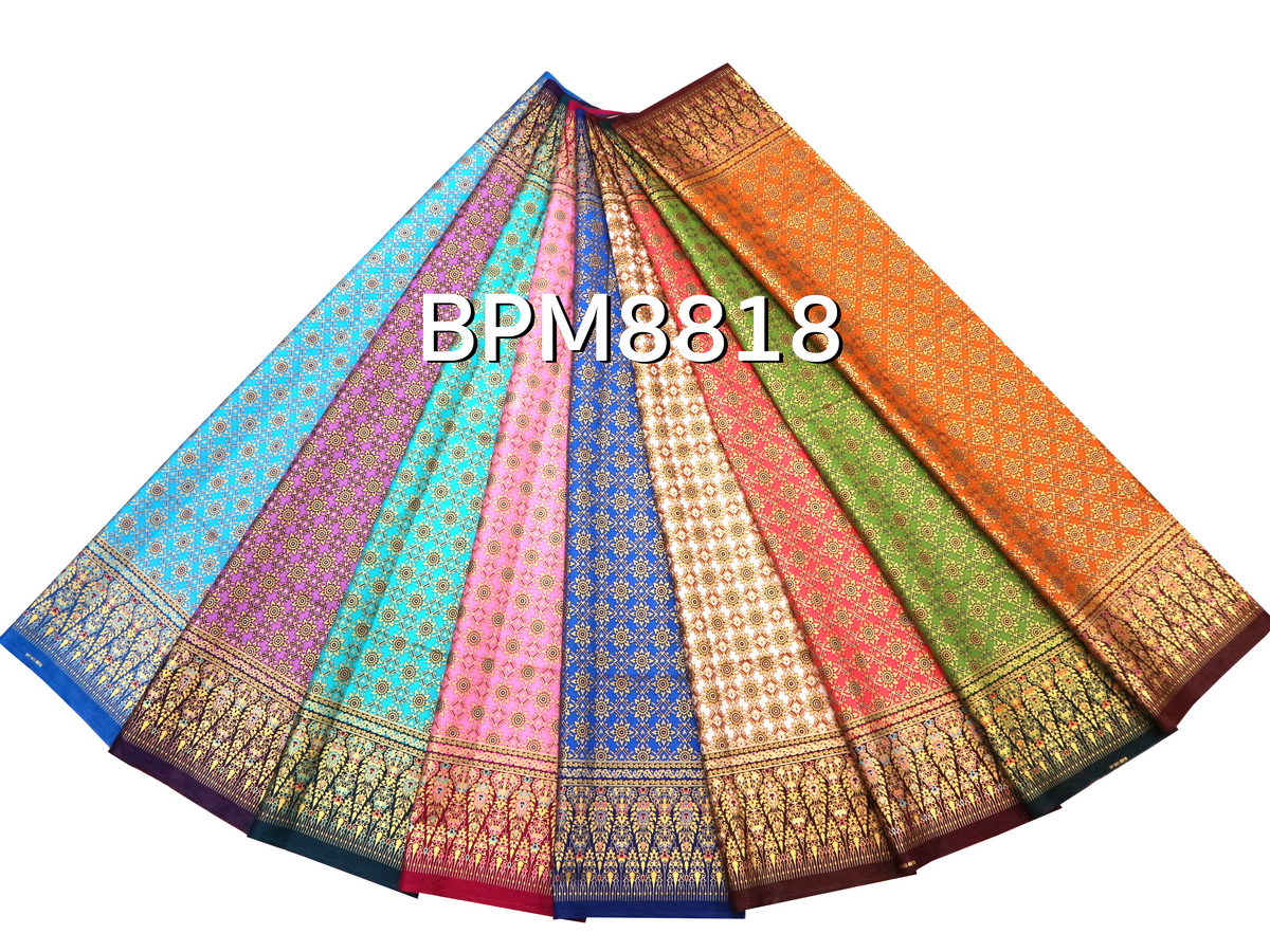 [S-bpm8818] ผ้าปูเตียงสปา พิมพ์ทอง 2เมตร พรีเมี่ยม! ผ้าคอตต้อน 100% เย็บขอบพร้อมใช้