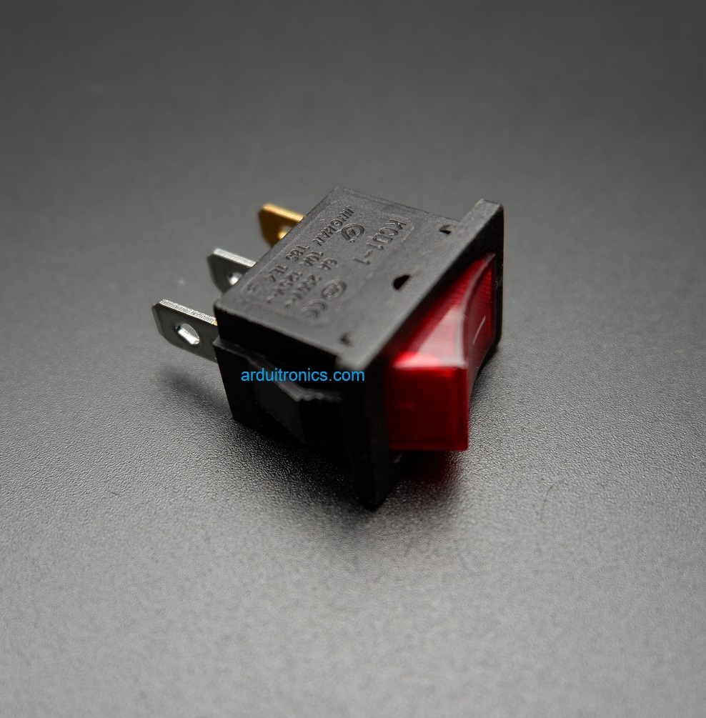 สวิตช์ไฟเปิด/ปิด KCD1-101N 15mm x 21mm (3 ขา สีแดง)