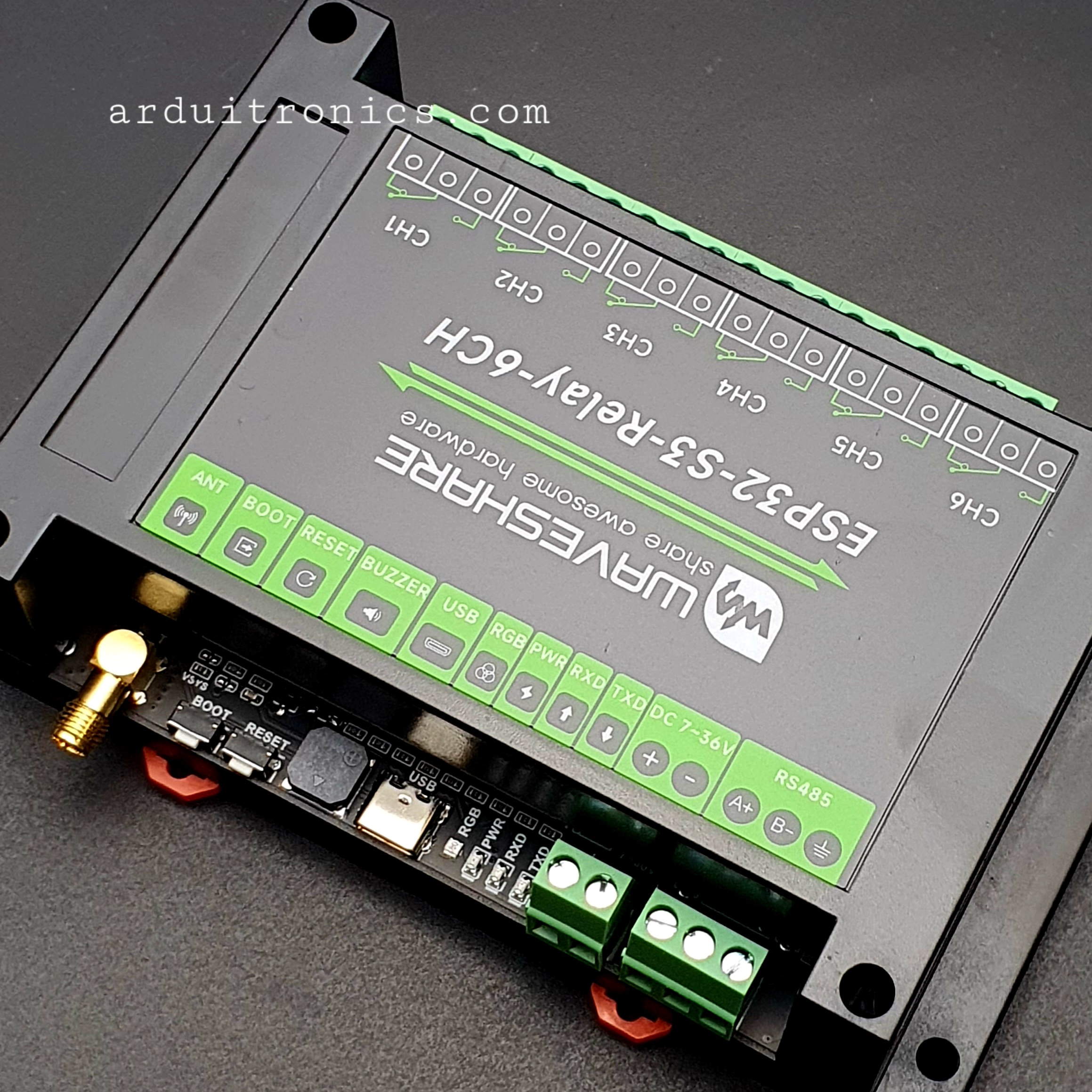 Industrial 6-Channel ESP32-S3 WiFi Relay Module, Supports WiFi / Bluetooth / RS485 control, Onboard RS485 / Pico HAT interfaces (แท้ WaveShare)