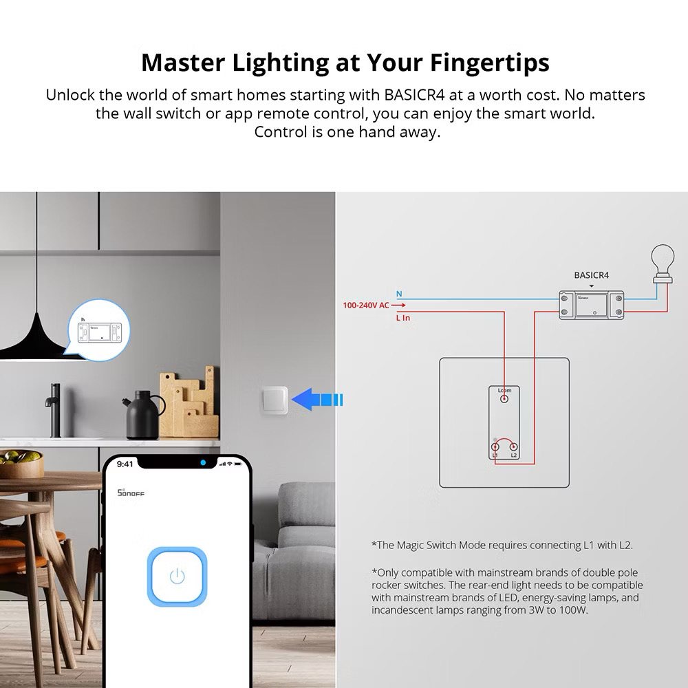 Sonoff BASIC R4 สวิทช์ควบคุมอัจฉริยะ WiFi Switch For Smart Home