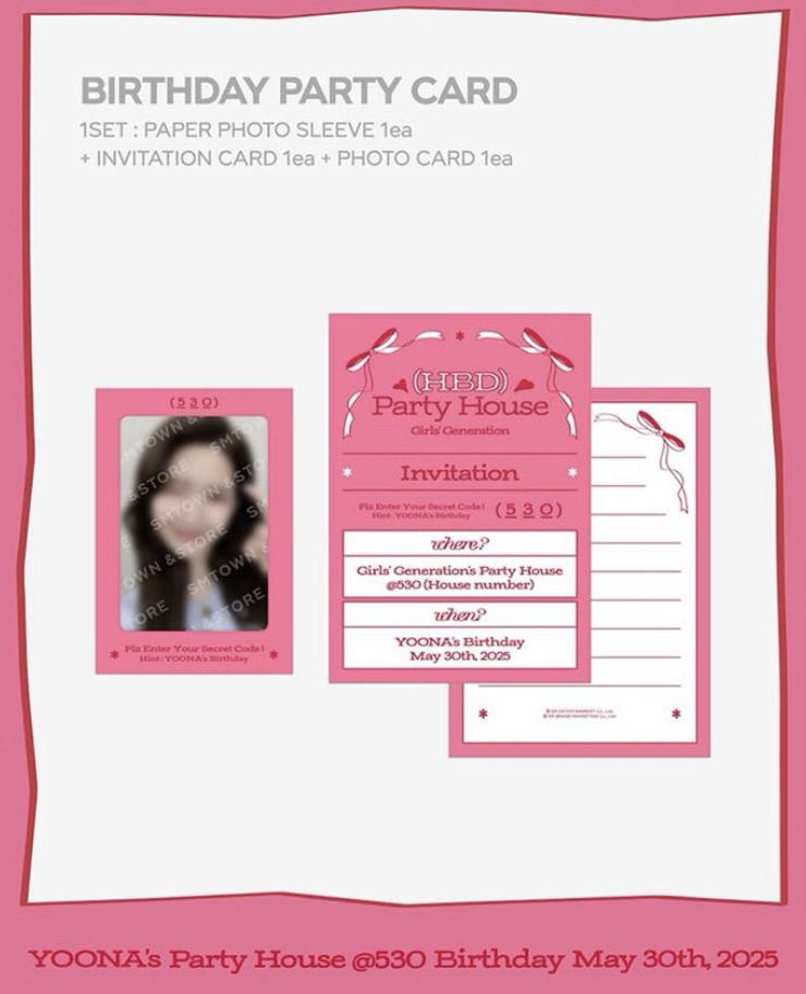 Girls' Generation - YOONA BIRTHDAY MD - Party Card