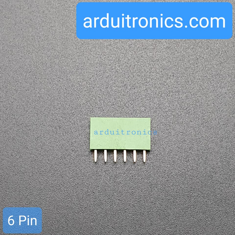 [Green] 1x6 Pin Single Row Female Header 2.54mm Pitch Straight Pin Square (จำนวน 1 ชิ้น)