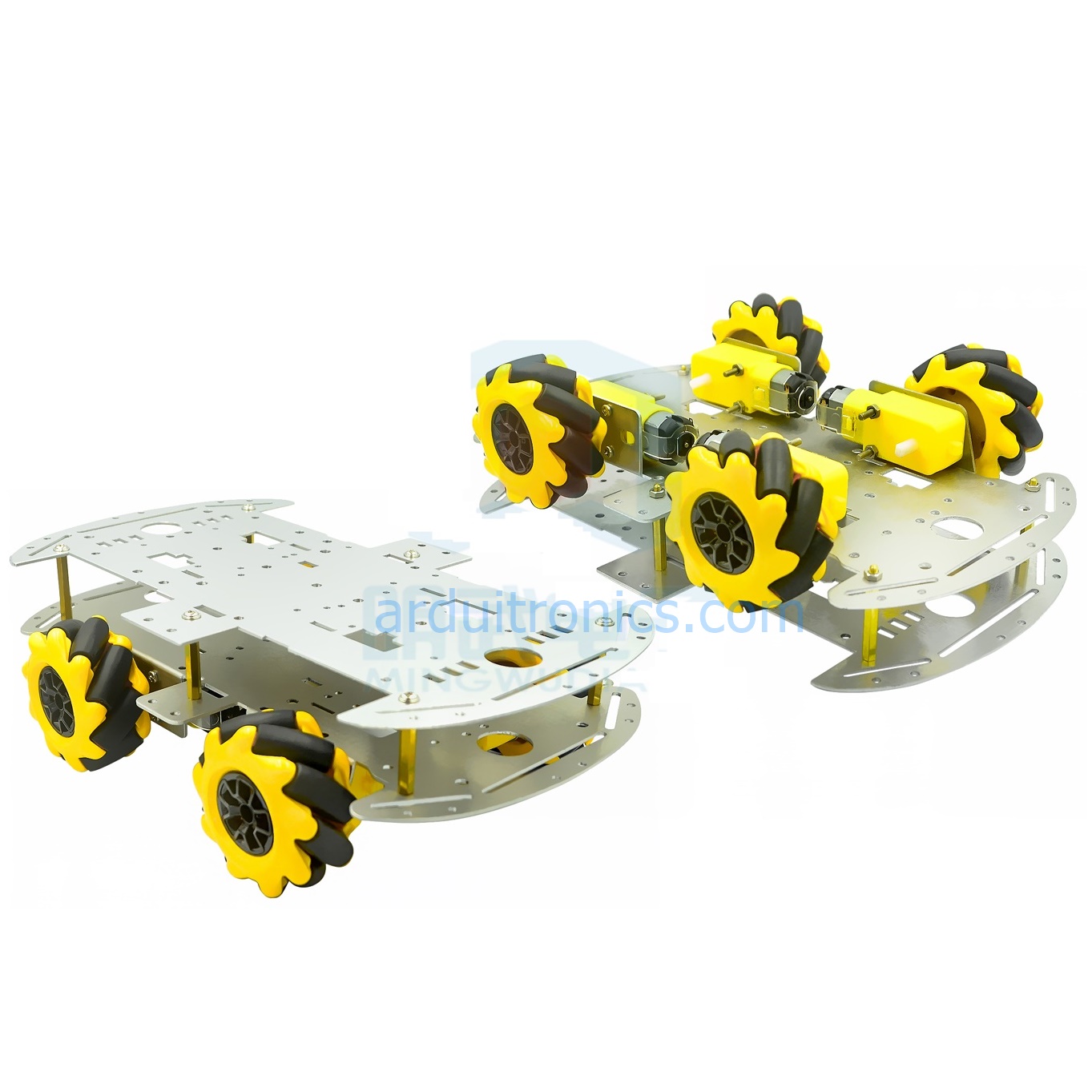 4WD Mecanum Wheel Car Chassis DIY 60mm Wheels Double-layer Aluminum Plate Set