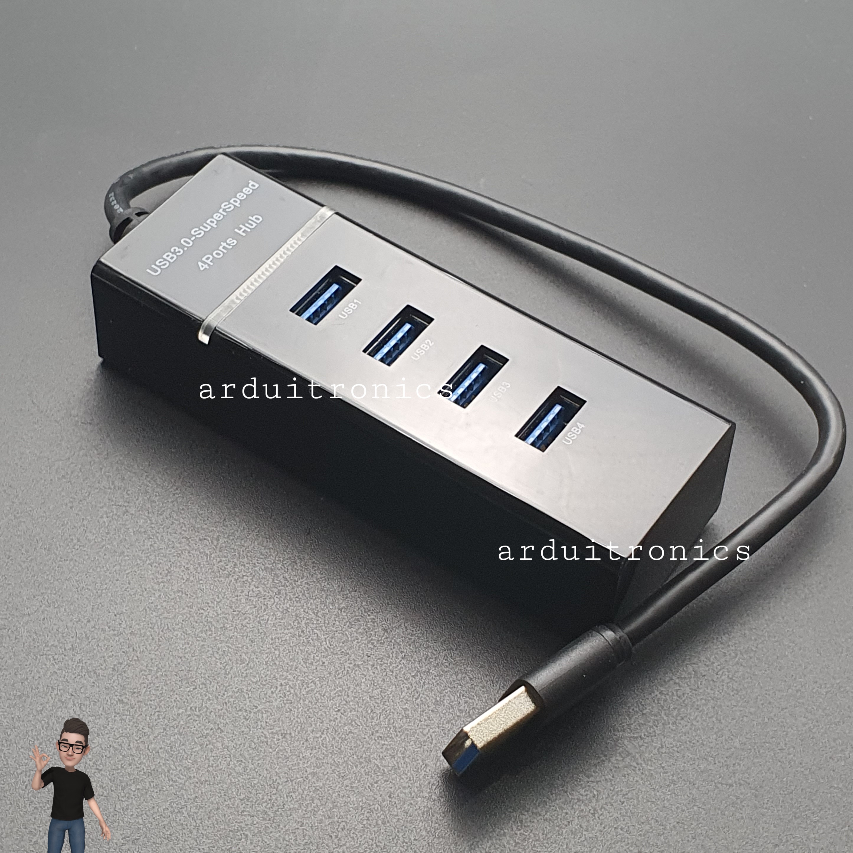 4 Ports USB Hub Super-speed USB3.0 ( Black )