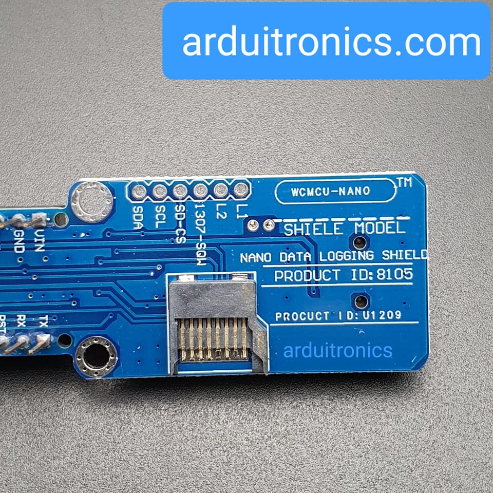 บอร์ด Data Logger Nano Shield สำหรับ Arduino Nano SD Card DS1307