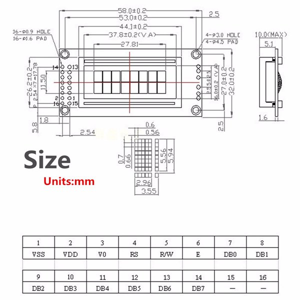 LCM0802A 5V 8x2 Character LCD 0802 (Blue with Backlight)
