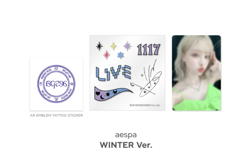 SMTOWN LIVE 2022 : SMCU EXPRESS @ HUMAN CITY_SUWON OFFICIAL MD -AR Tattoo Sticker set (ได้ photo card ) Aespa - แบบ Winter