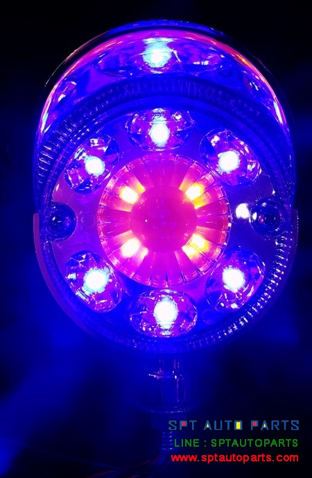 ไฟกิ๊กก๊อก 2 หน้าดวงเล็ก มีหมวก สีส้ม 3x3" (หลอด LED สีน้ำเงิน)