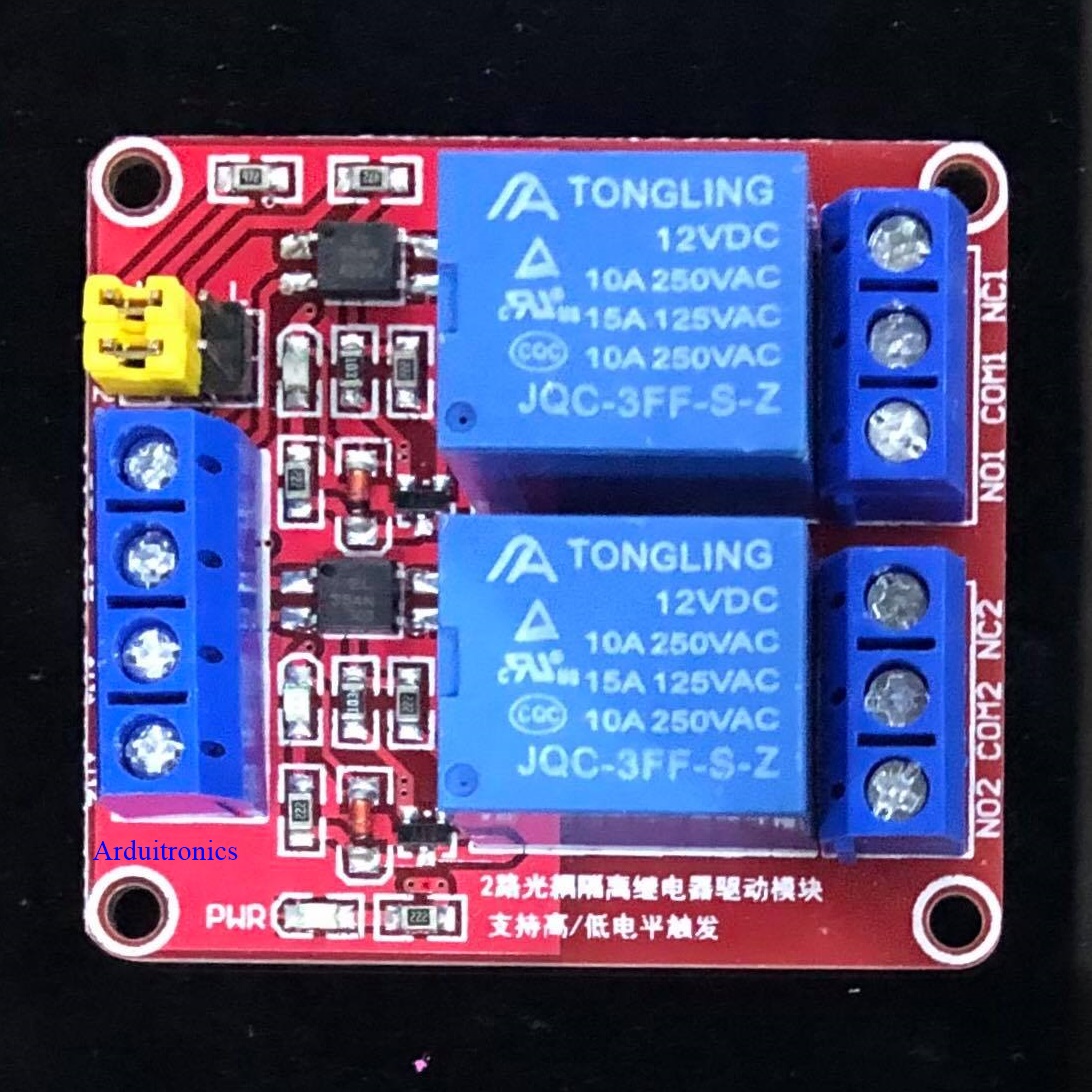 12V 2 Channel Relay High/Low Level Trigger Relay Module (Red PCB) หัวรีเลย์ Tongling