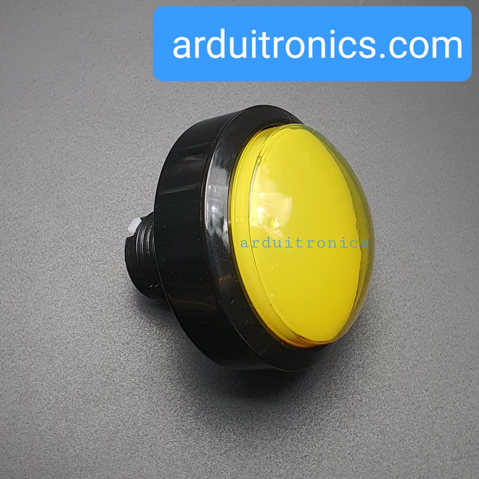 ปุ่มกดตู้เกม สวิตช์กดติดปล่อยดับขนาดใหญ่ 60mm พร้อมไฟ LED สีเหลือง