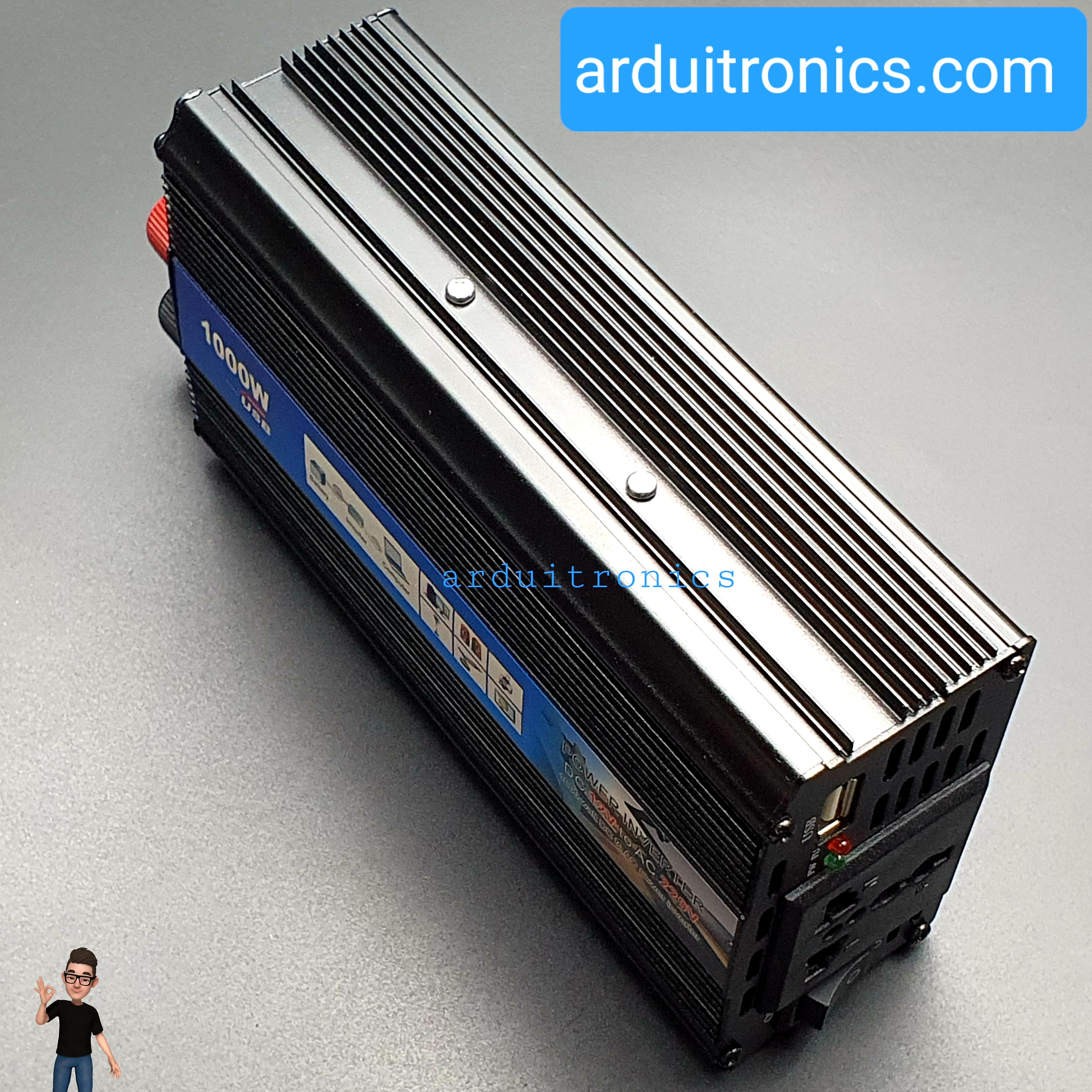 DC to AC Power Inverter 1000W 12VDC to 220VAC 50 Hz (modified Sine Wave) สีดำ