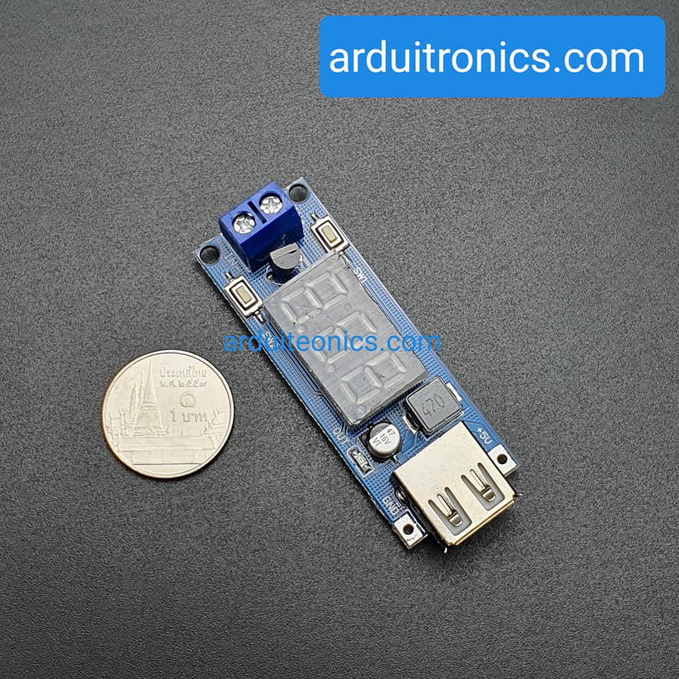 DC-to-DC Voltage Step Down (from 4.5V - 40V to 5V) + LED Voltmeter