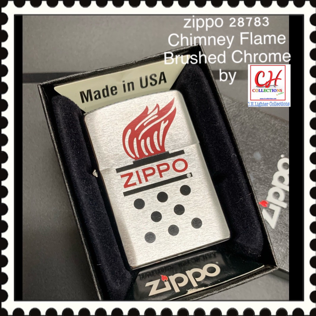 ไฟแช็ค zippo 28783 Chimney Flame Brushed Chrome ของแท้จากอเมริกา