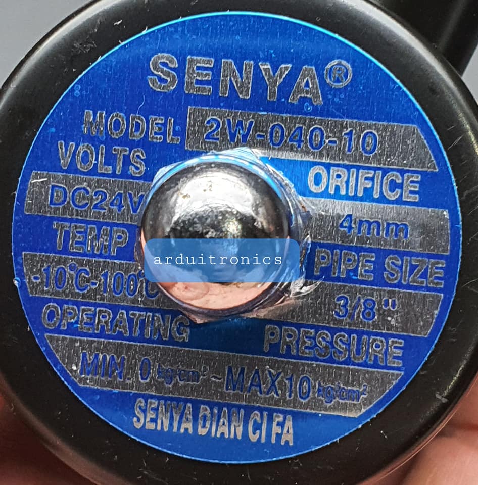 โซลินอยวาล์ว ทองเหลือง (Solenoid Valve Normally Closed) 3 หุน (3/8") 24V - ยี่ห้อ Senya 2W-040-10