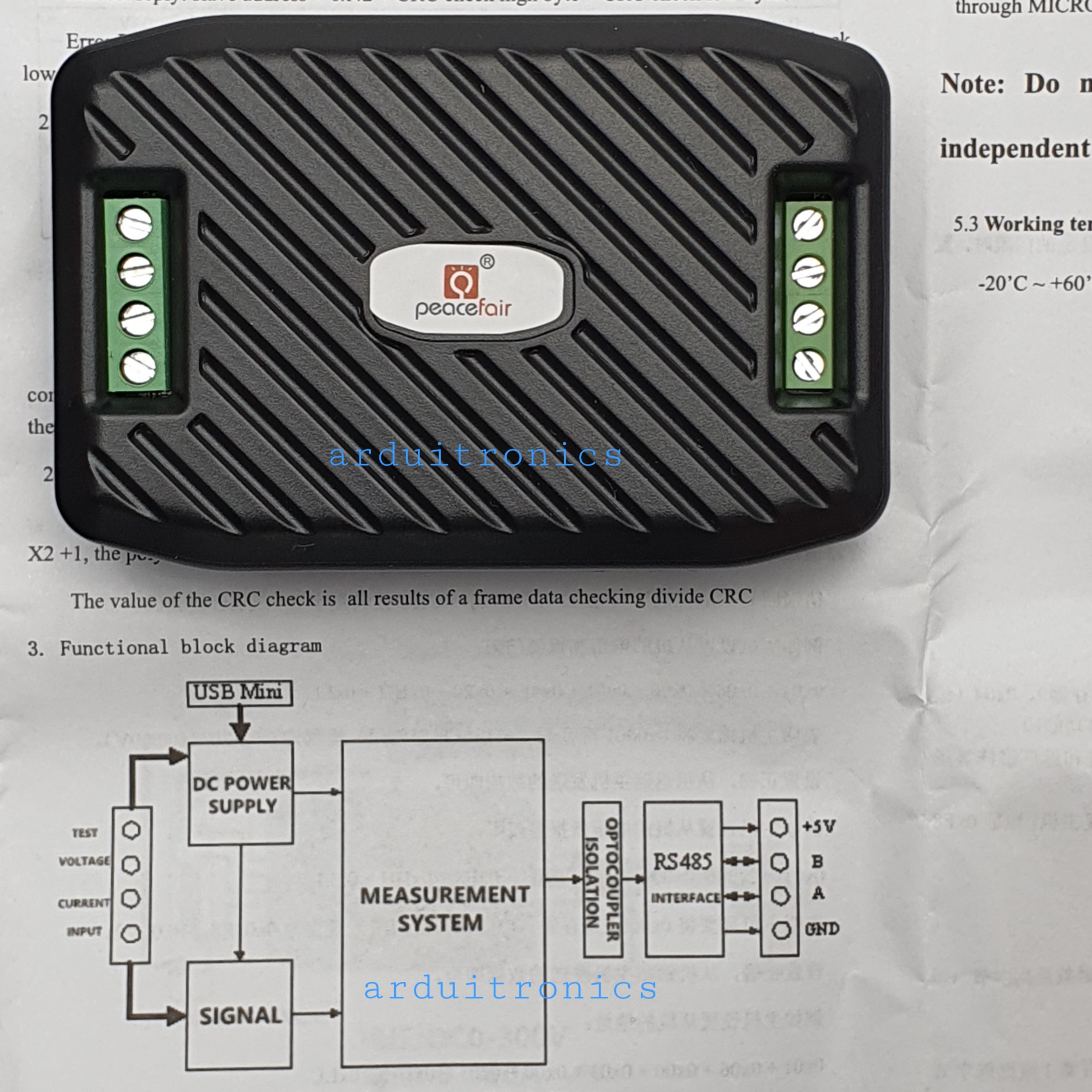 PZEM-003 Voltmeter DC 0-300V 10A โวลตมิเตอร์ RS485 Modbus เครื่องตรวจจับพลังงานไฟฟ้ากระแสตรง แบบมีกรอบใส่อย่างดี