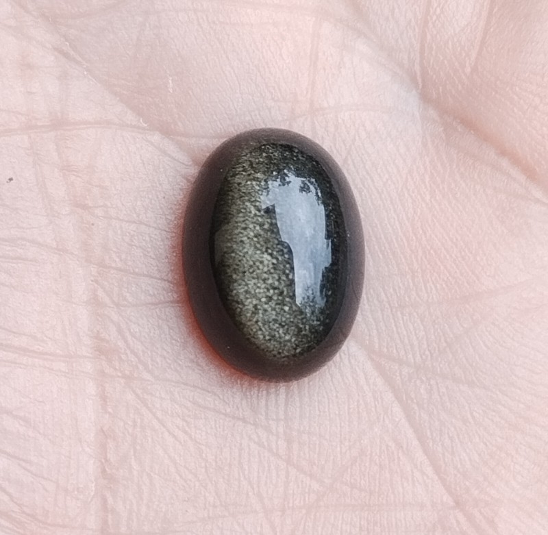 หินออบซิเดียน สะท้อนแสงสีเงิน 1x1.2cm