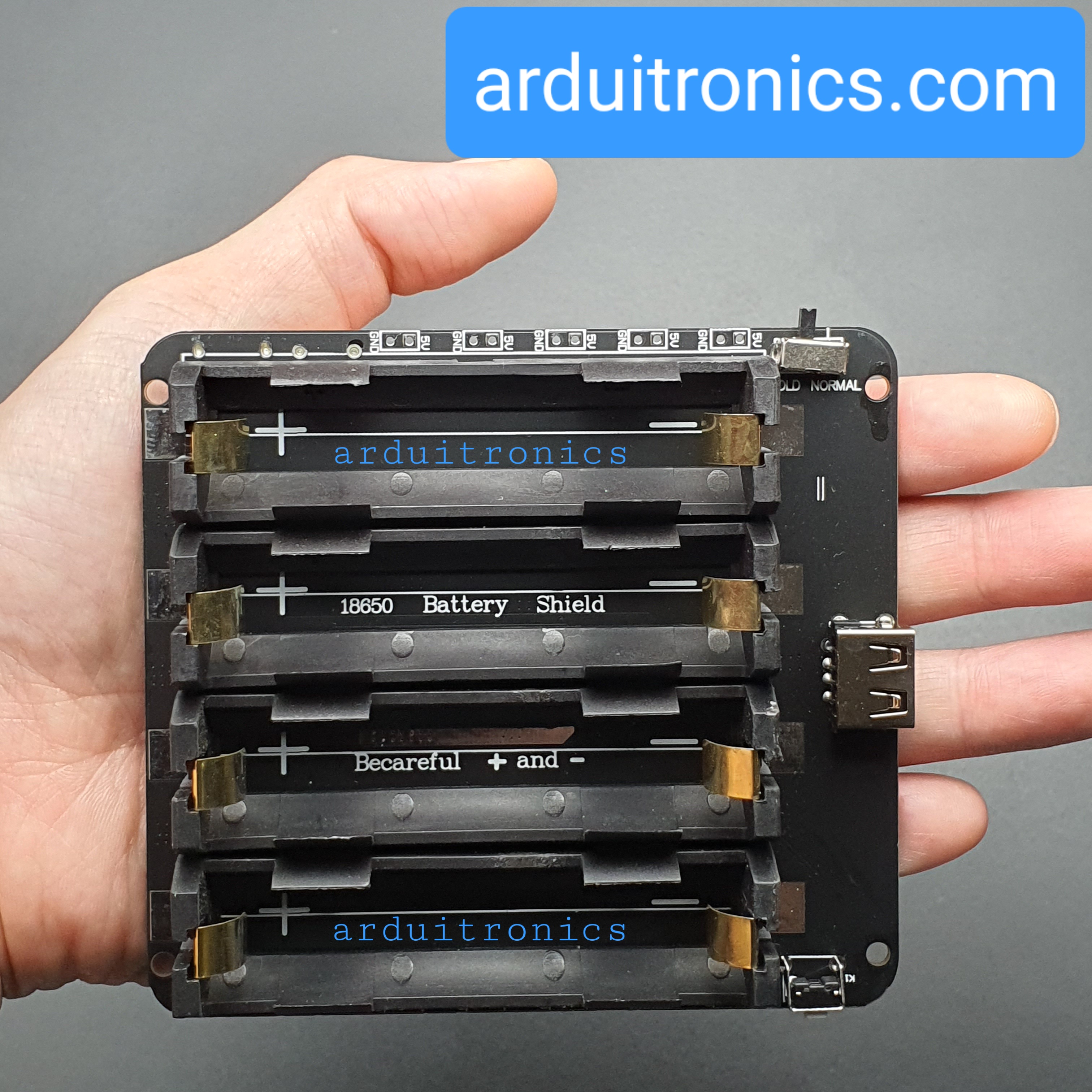 โมดูลชาร์จแบตเตอรี่ 18650 แบบ 4 ก้อน พร้อมช่องจ่ายไฟ USB Battery Shield V3 สำหรับ Raspberry Pi WEMOS Arduino ESP8266