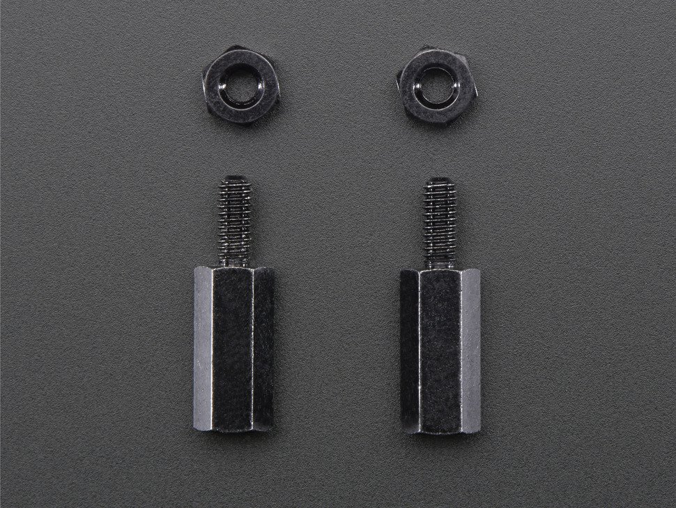 Brass M2.5 Standoffs for Pi HATs - Black Plated - Pack of 2 (Adafruit)