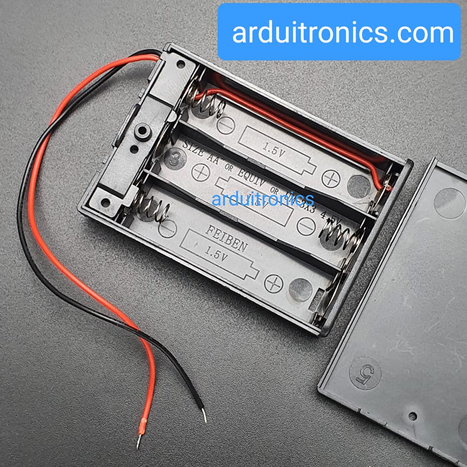 Battery Box รางถ่าน 3 ก้อน AA 4.5V (ก้อนละ 1.5V) แบบมีฝาปิด และมีสวิทช์เปิดปิด