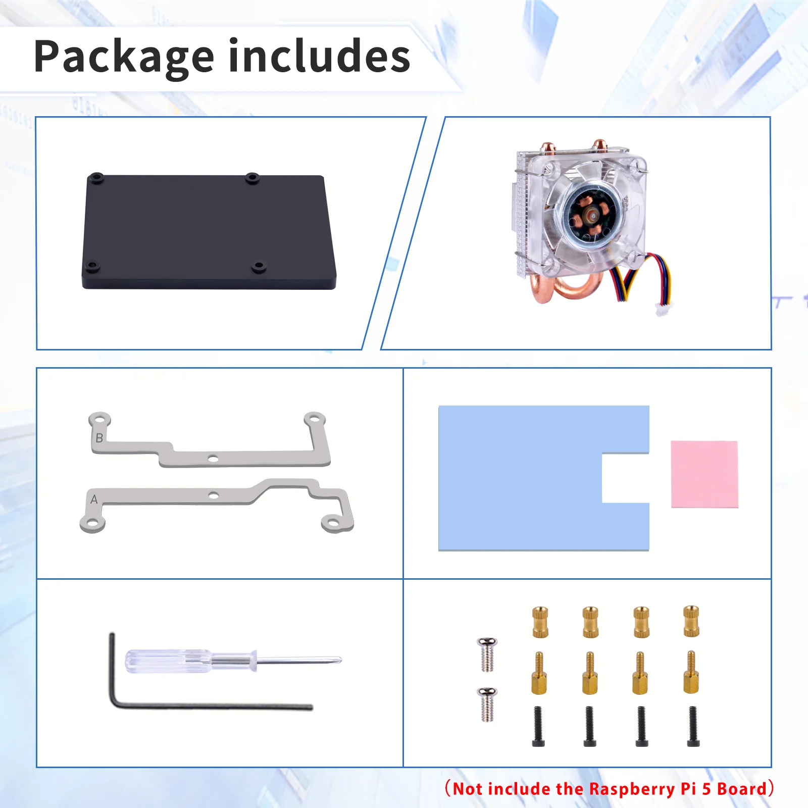52Pi Low-Profile Ice Tower Cooling Fan RGB LED Light for Raspberry Pi 5