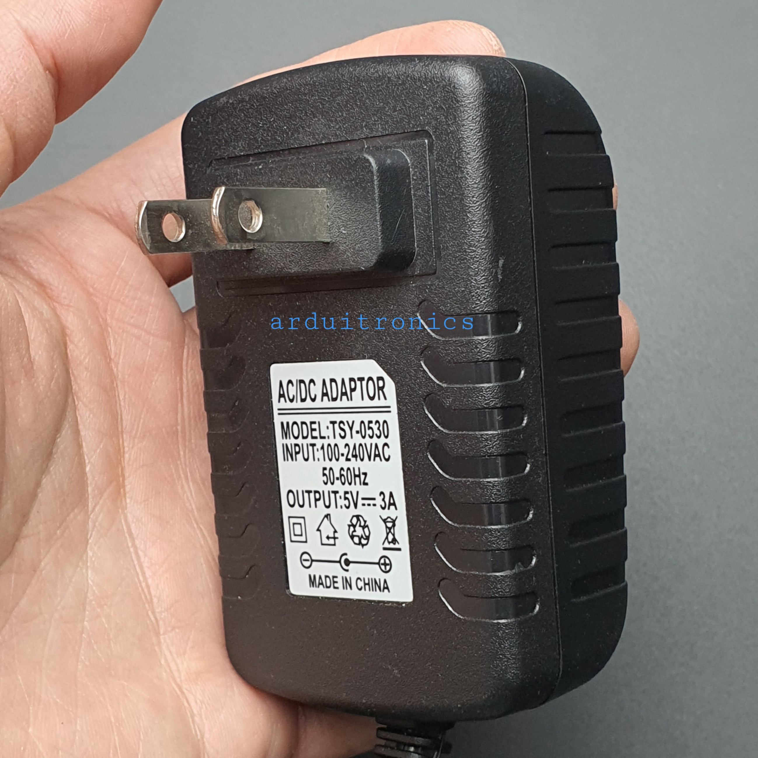 micro USB Power Supply Adapter 5V 3A แบบมี switch ON/OFF (ปลั๊กหัวแบน)