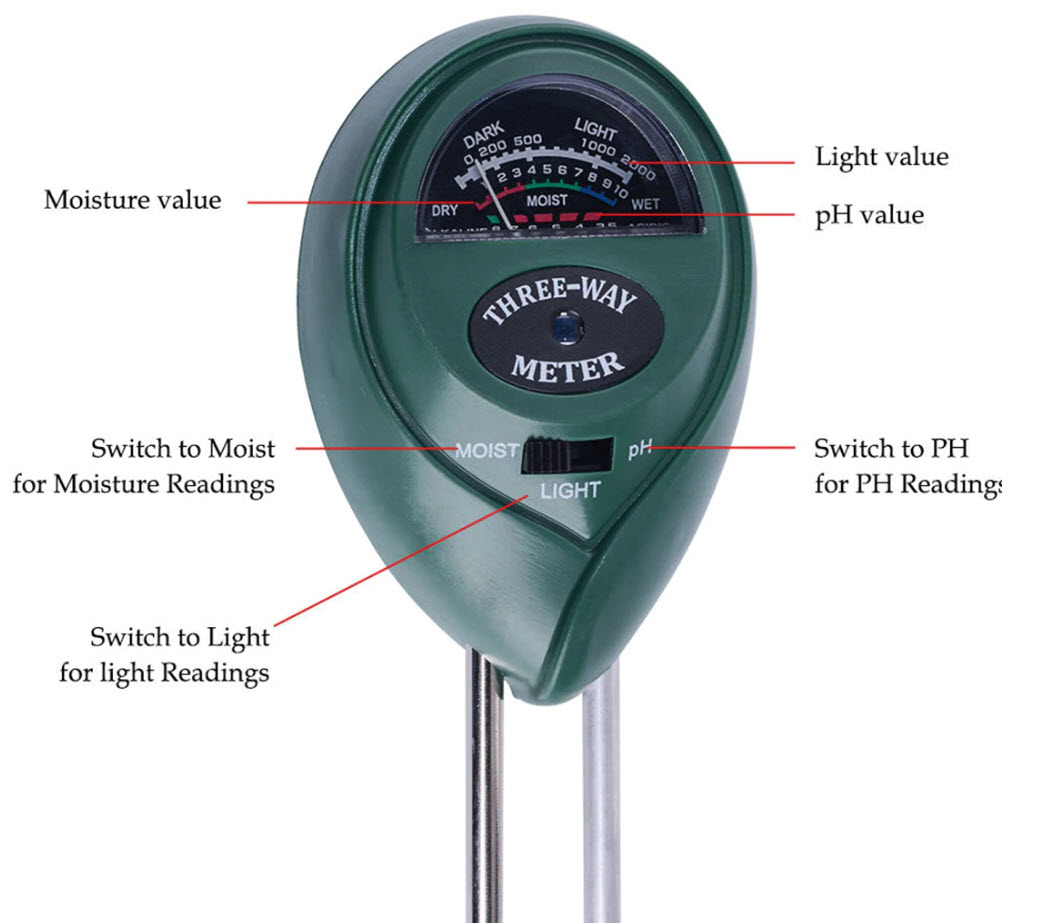 3-in-1 Soil Meter (pH, Moisture, Light)