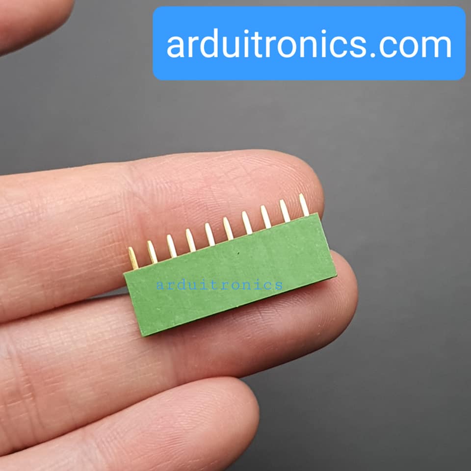[Green] 1x10 Pin Single Row Female Header 2.54mm Pitch Straight Pin Square (จำนวน 1 ชิ้น)