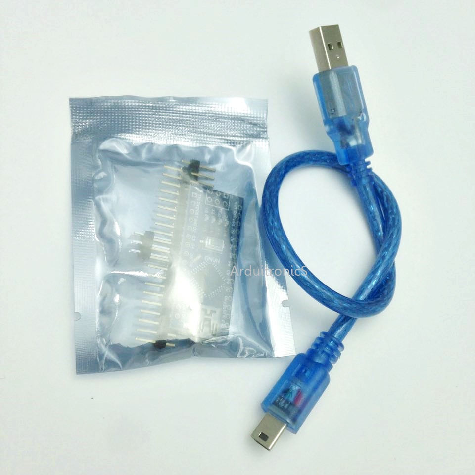 Nano V3 ATMega328P CH340G ยังไม่บัคกรี (มีคำว่า Nano บน PCB) + Free mini USB Cable