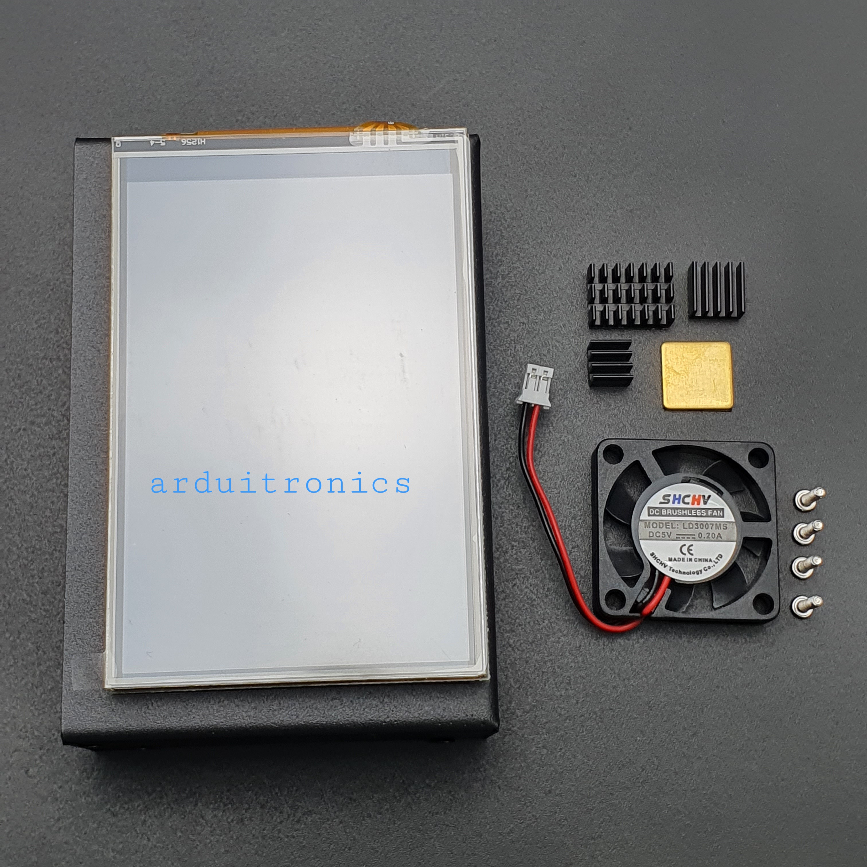 Raspberry Pi 3.5 inch LCD Color Touchscreen with Fan + 4B Metal shell + Heat sink