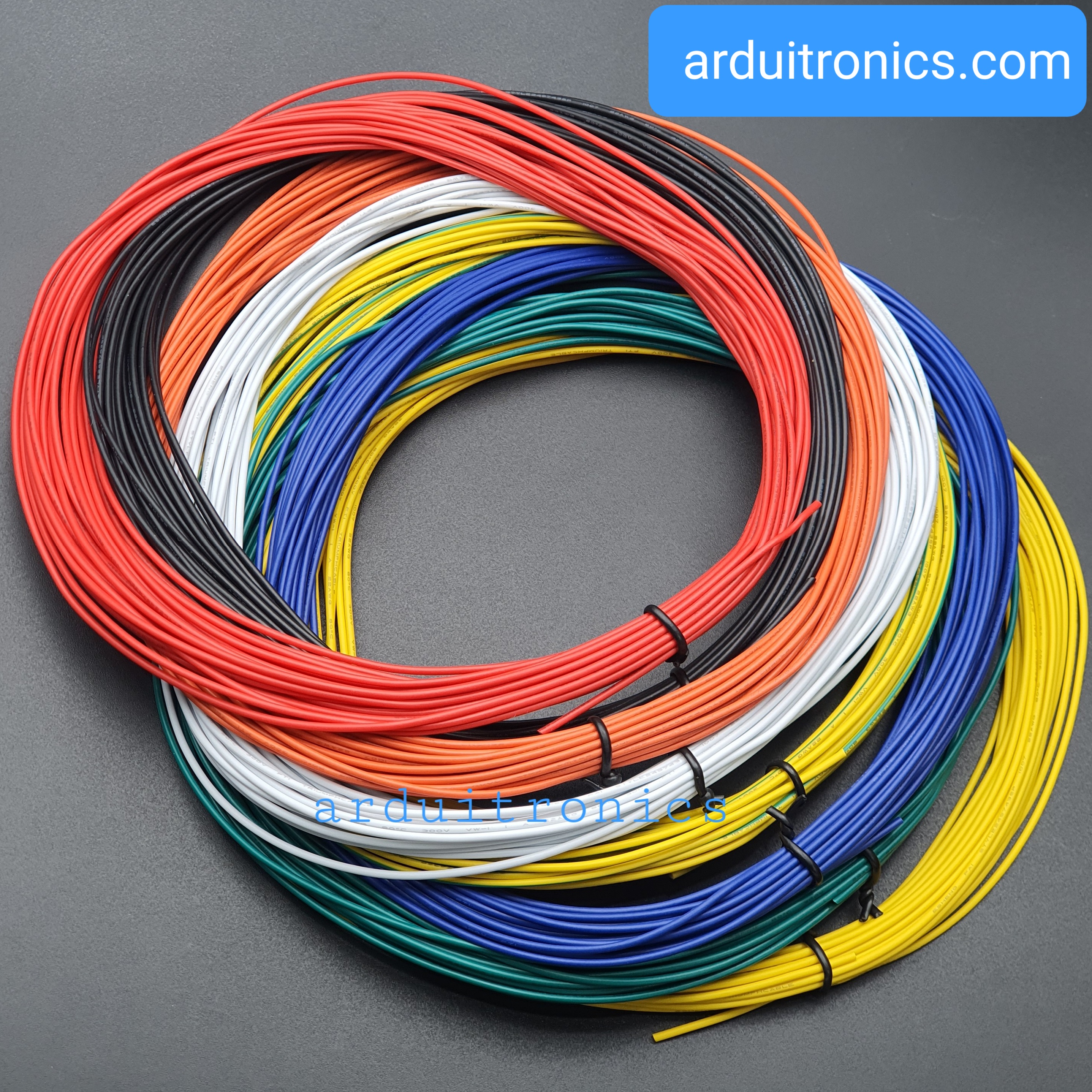 [ชุด 8 สี] สายไฟอ่อนใส้เต็ม 22AWG UL1007 ยาว 10 เมตร (แดง ดำ เหลือง น้ำเงิน เขียว ขาว ส้ม เหลือง-เขียว)