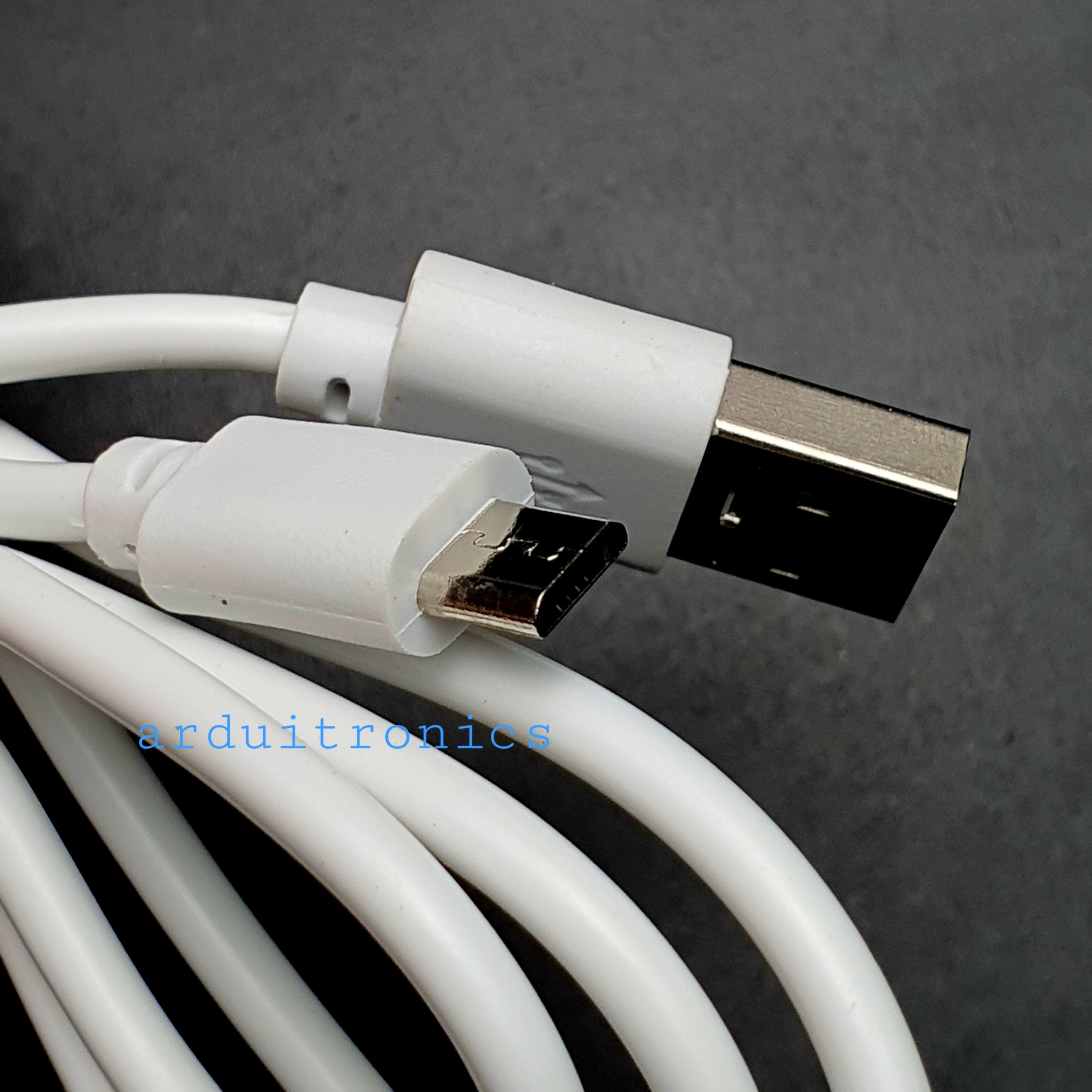 Micro USB Cable สายชาร์จ Data Cable สีขาว หัวยาว 6มม สายยาว1เมตร