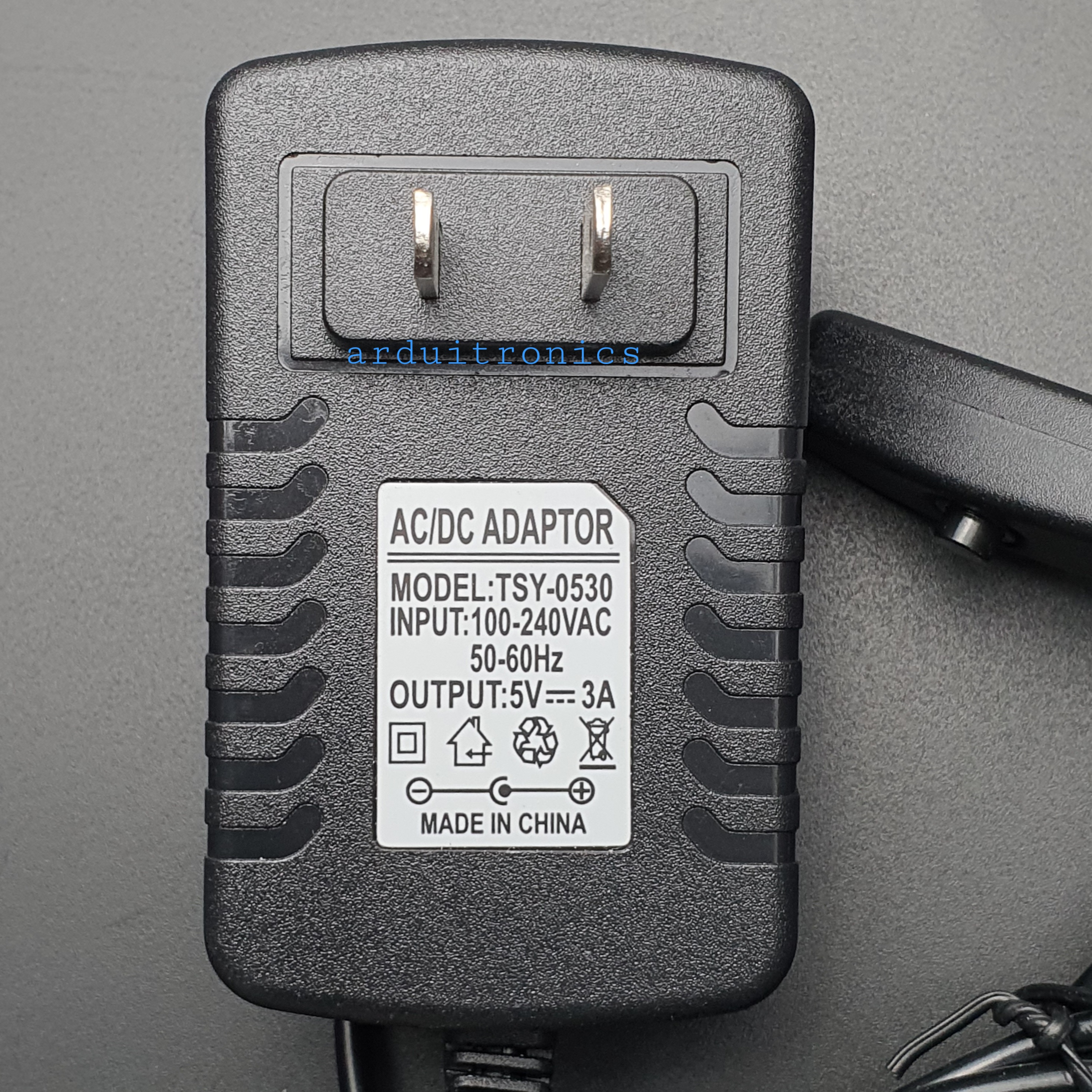 micro USB Power Supply Adapter 5V 3A แบบมี switch ON/OFF (ปลั๊กหัวแบน)