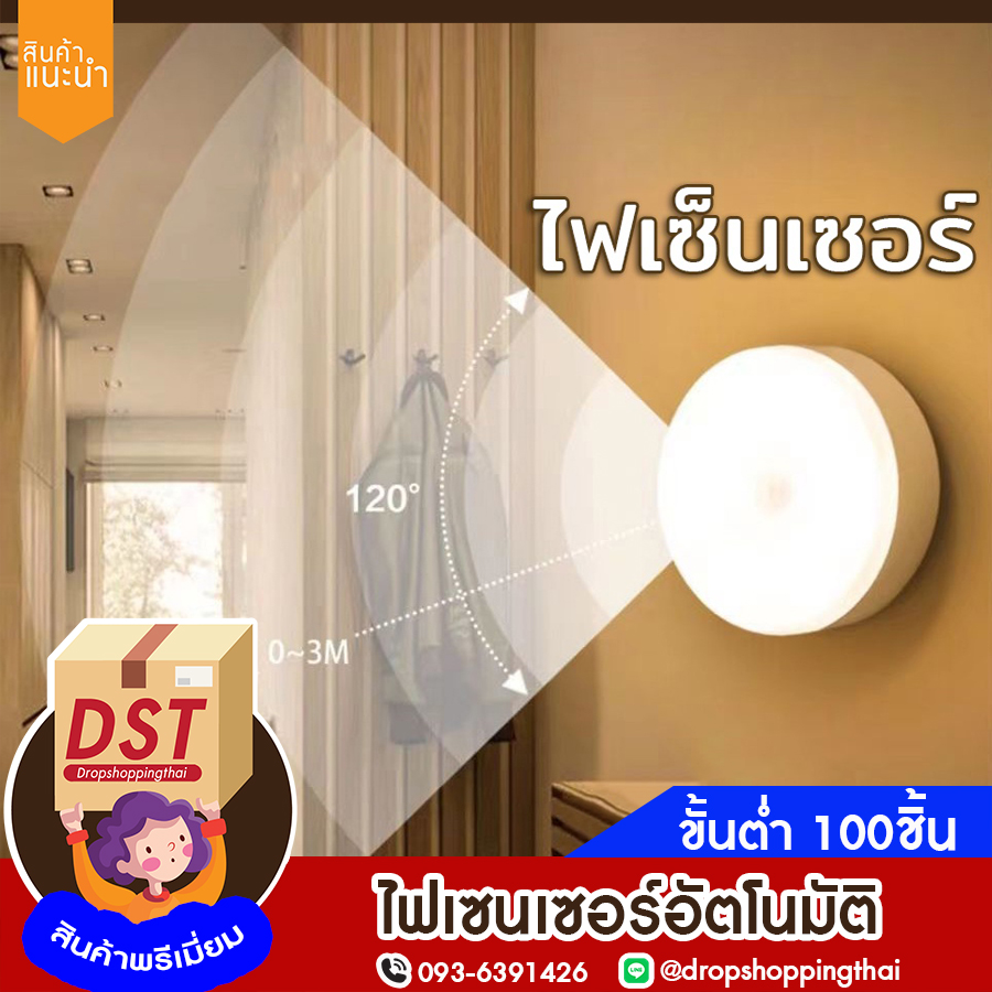 ไฟเซ็นเซอร์ ไฟเซนเซอร์อัตโนมัติ ไฟหัวเตียง ไฟอัตโนมัติ ไฟห้องนอน โคมไฟหัวเตียง ไฟled ไฟติดห้องนอน ชาร์จผ่านusb