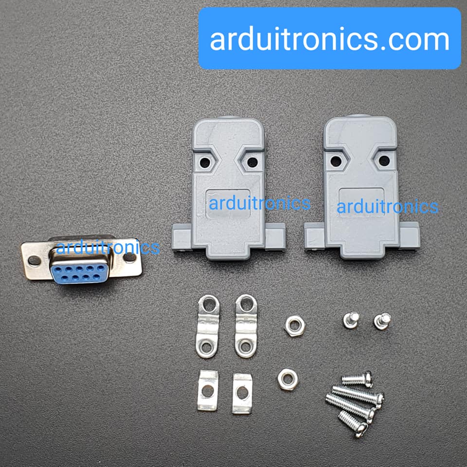 RS232 9 Pin Com Port DB9 DIY Adapter Head Female พร้อมกรอบครอบหัว (ชุดหัวประกอบ DB9 ตัวเมีย)