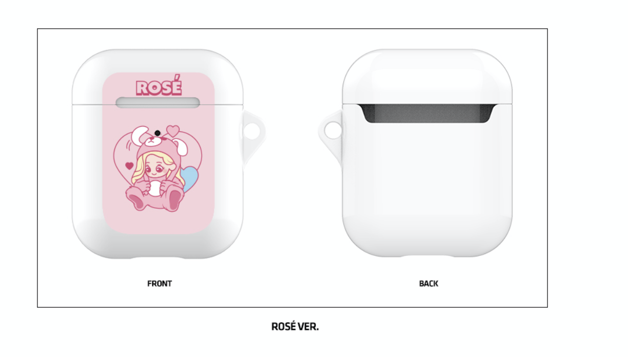 BLACKPINK -CHARACTER AIRPODS CASE สีขาว แบบ rose