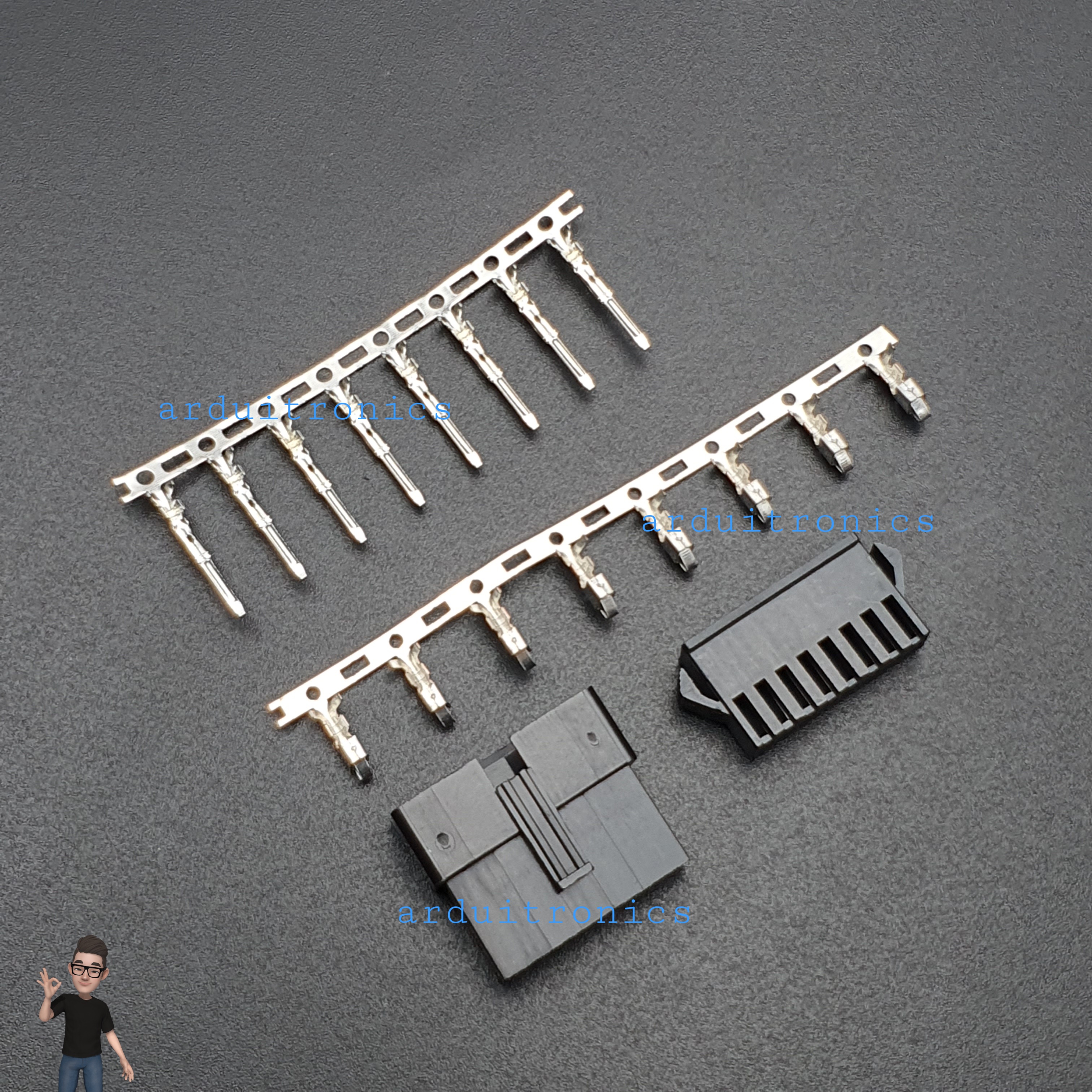 2.54mm 8 Pin Black Plastic Male Female JST-SM Housing Crimp Terminal Connector