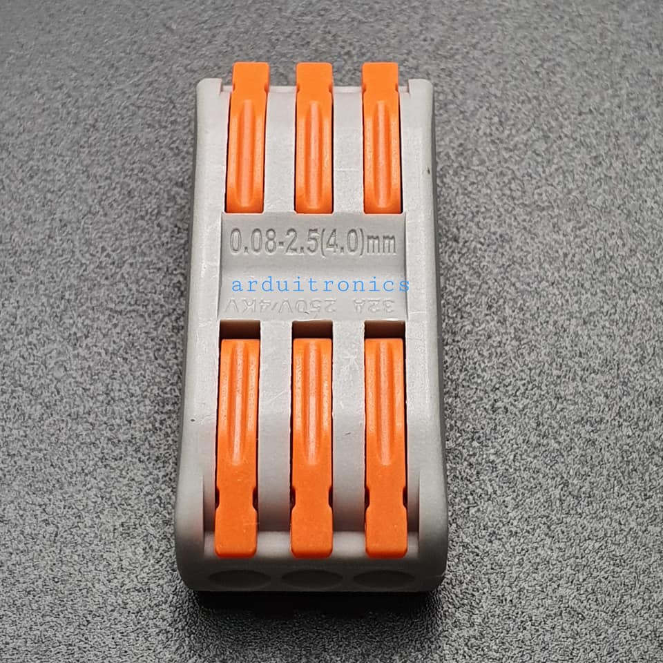 Terminal ต่อสายไฟแบบเร็ว 6 ช่อง (3 in - 3 out) Wire Connector Quick Terminal 0.08-4mm Square Slitter SPL-3