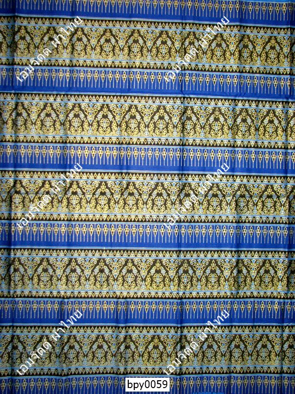 [bpy0059] ผ้าพิมพ์ทอง 1.8เมตร ลายไทย เชิง5ตอน คอตต้อน 100%