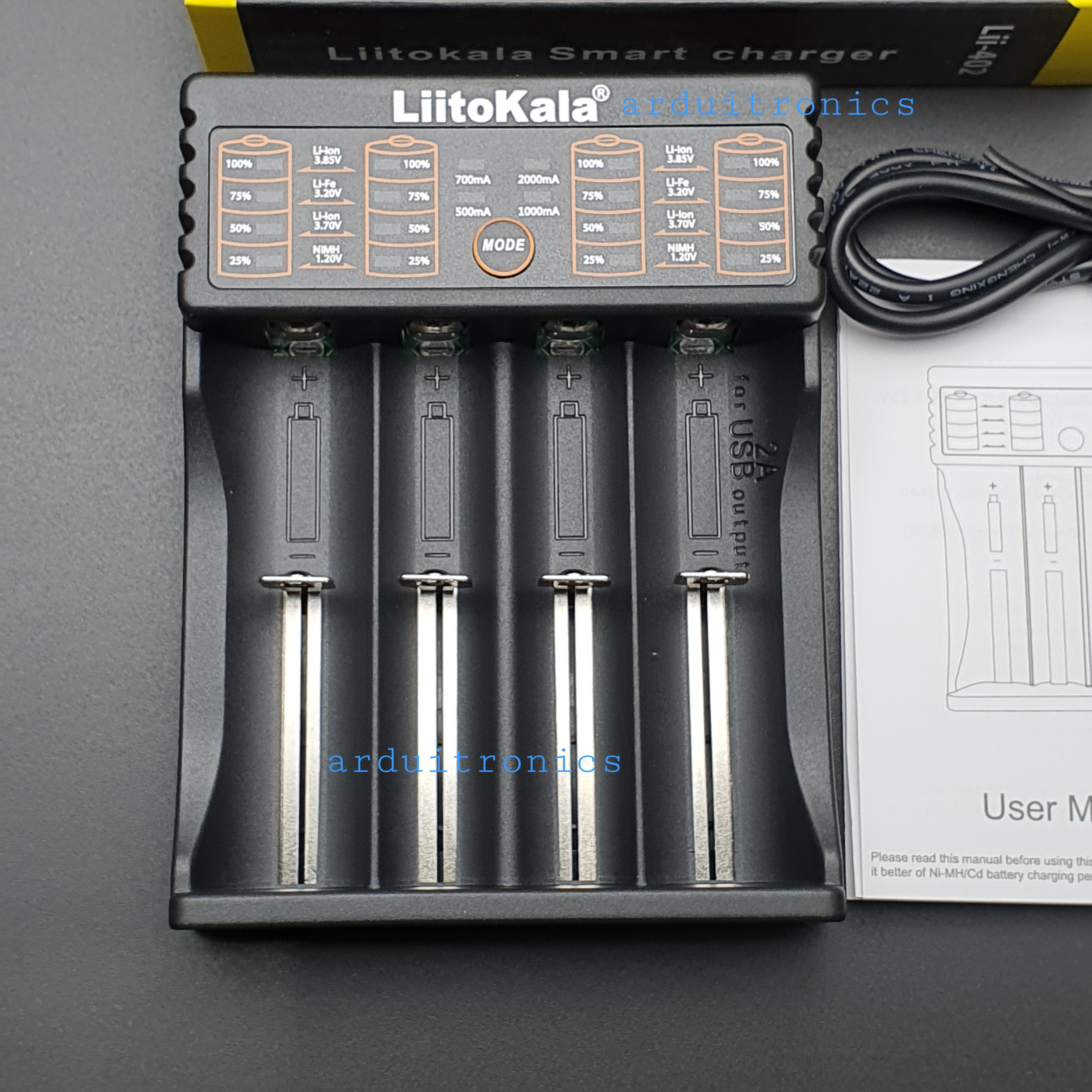 เครื่องชาร์จถ่าน Liitokala Lii402 10440 / 14500 / 18650 3.7V 4ก้อน
