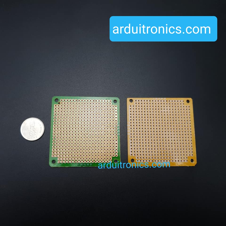 แผ่นปริ๊นอเนกประสงค์ Prototype PCB Board 1 ด้าน 6x6 cm สีเขียว (แผ่น PCB ไข่ปลา 1 หน้า)